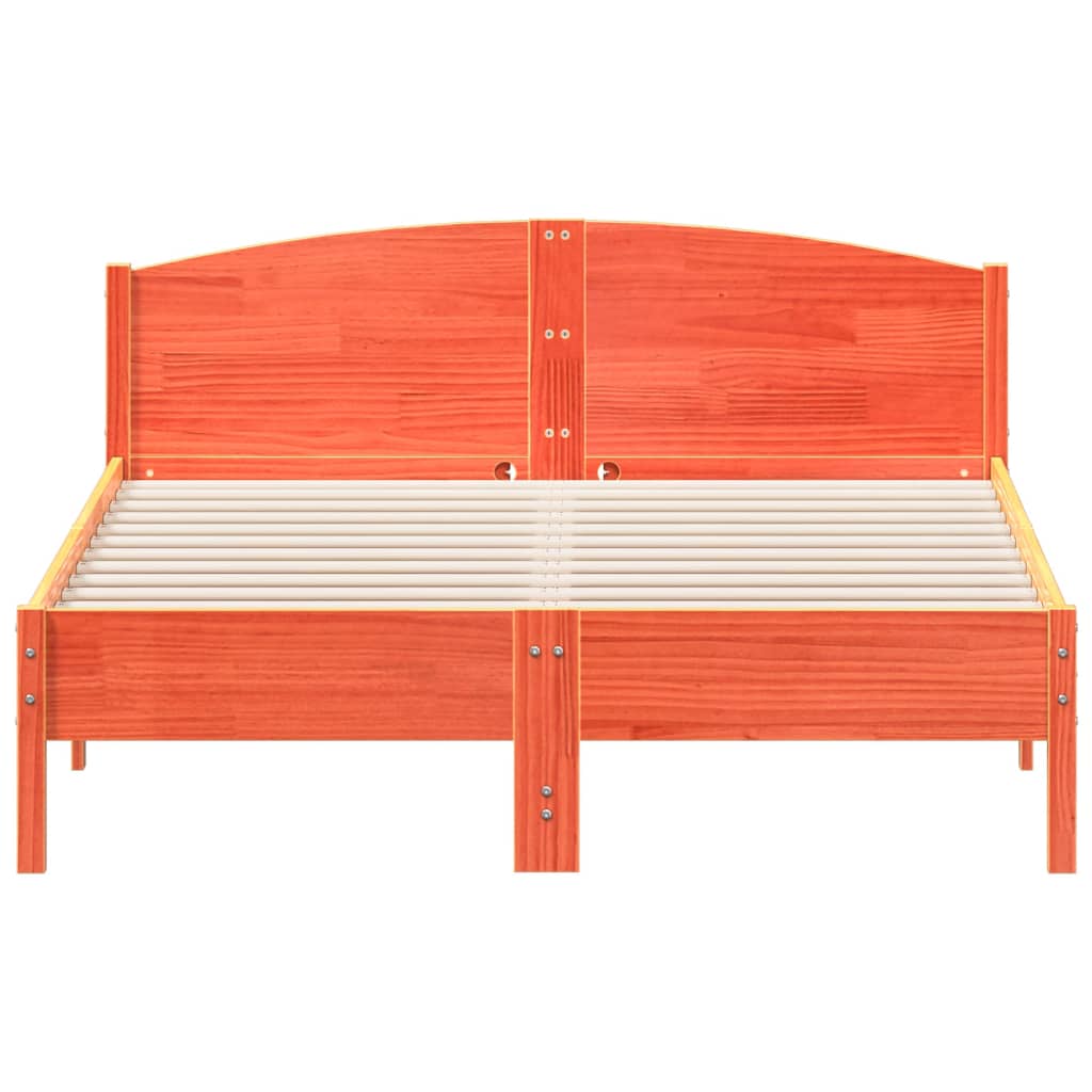 Bedframe met hoofdbord massief grenenhout wasbruin 160x200 cm – afbeelding 4