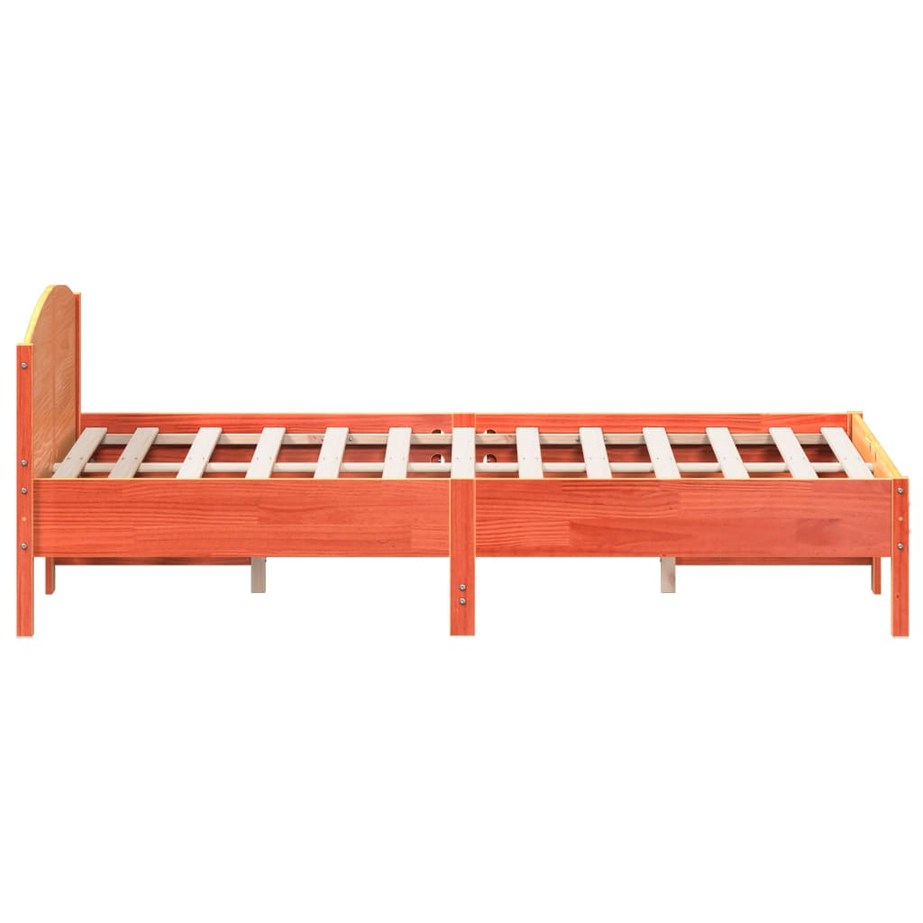 Bedframe met hoofdbord massief grenenhout wasbruin 160x200 cm – afbeelding 5