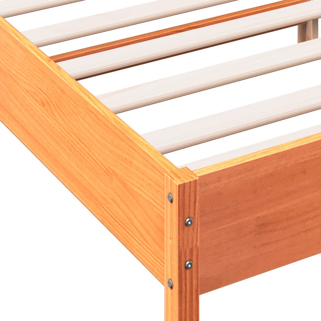 Bedframe met hoofdbord massief grenenhout wasbruin 160x200 cm – afbeelding 7