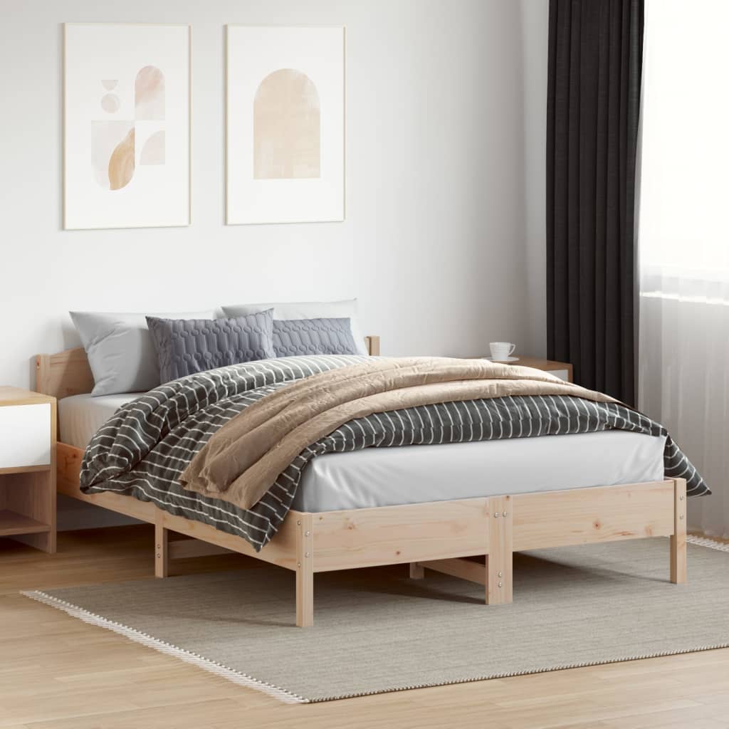 Bedframe met hoofdbord massief grenenhout 150x200 cm – afbeelding 3