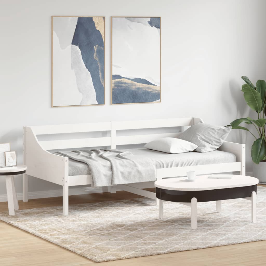 Slaapbank zonder matras 80x200 cm massief grenenhout wit – afbeelding 1