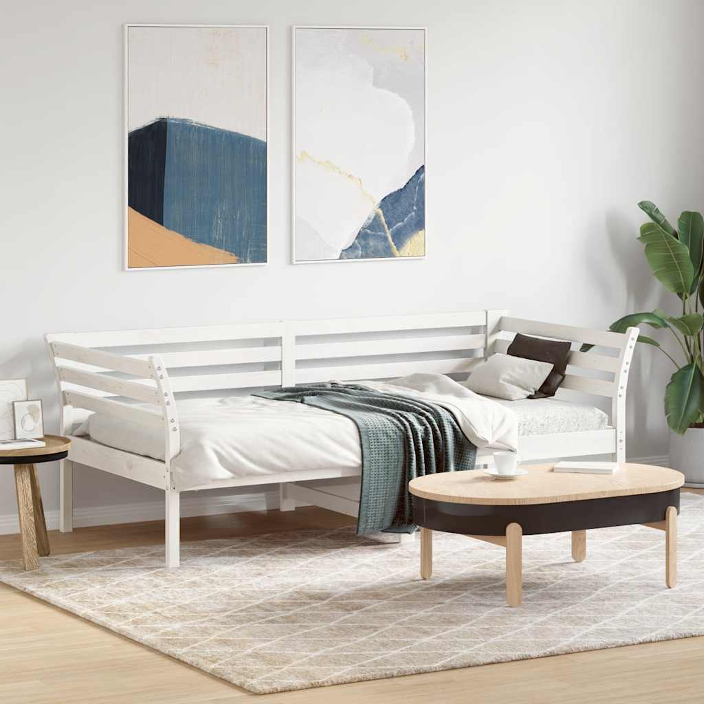 Slaapbank zonder matras 75x190 cm massief grenenhout wit – afbeelding 1