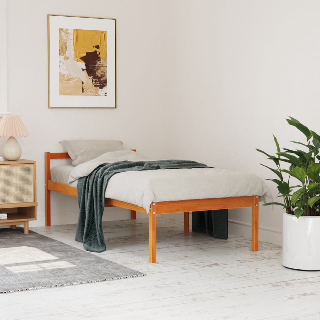 Seniorenbed massief grenenhout wasbruin 75x190 cm – afbeelding 1