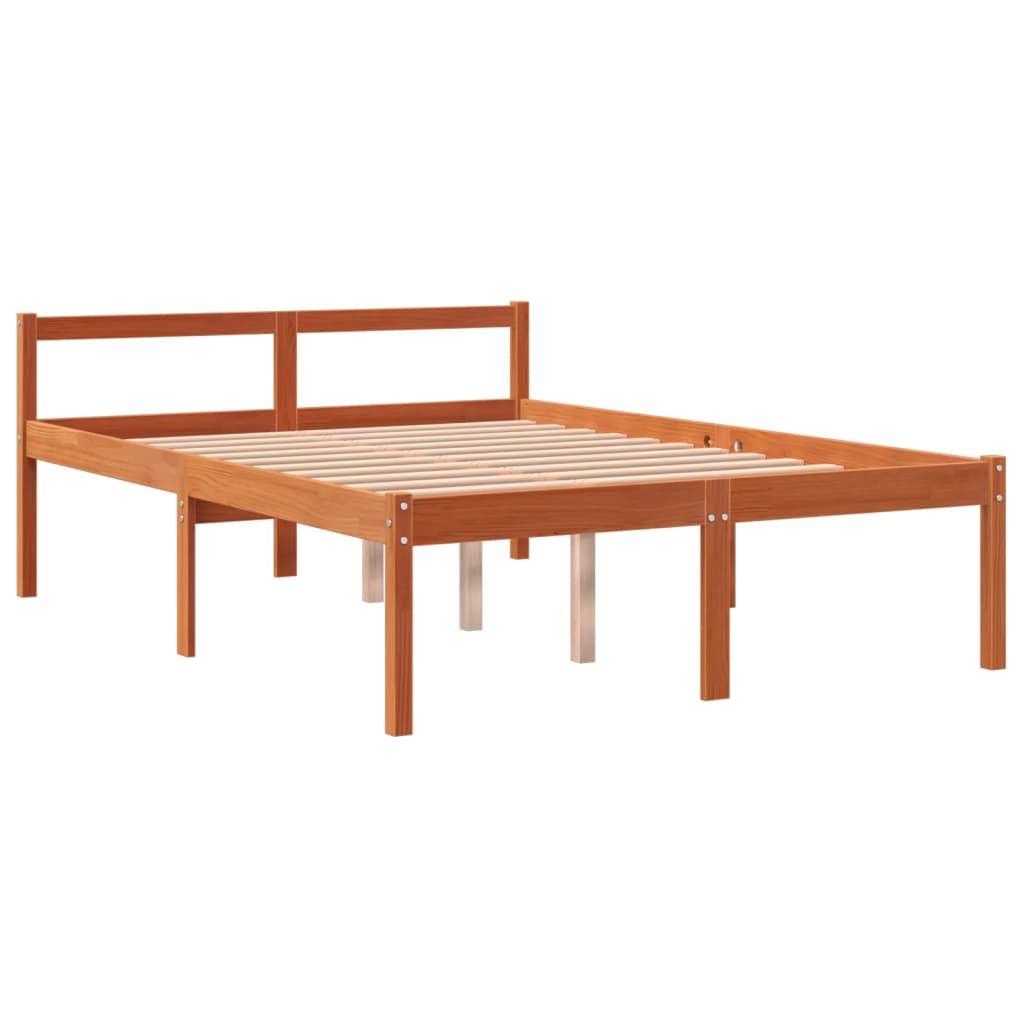 Seniorenbed 135x190 cm massief grenenhout wasbruin – afbeelding 3