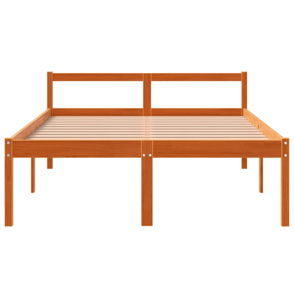 Seniorenbed 135x190 cm massief grenenhout wasbruin – afbeelding 4