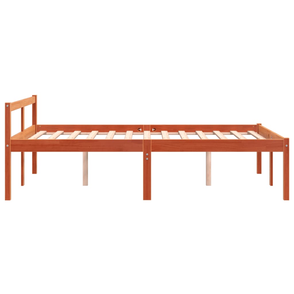 Seniorenbed 135x190 cm massief grenenhout wasbruin – afbeelding 5