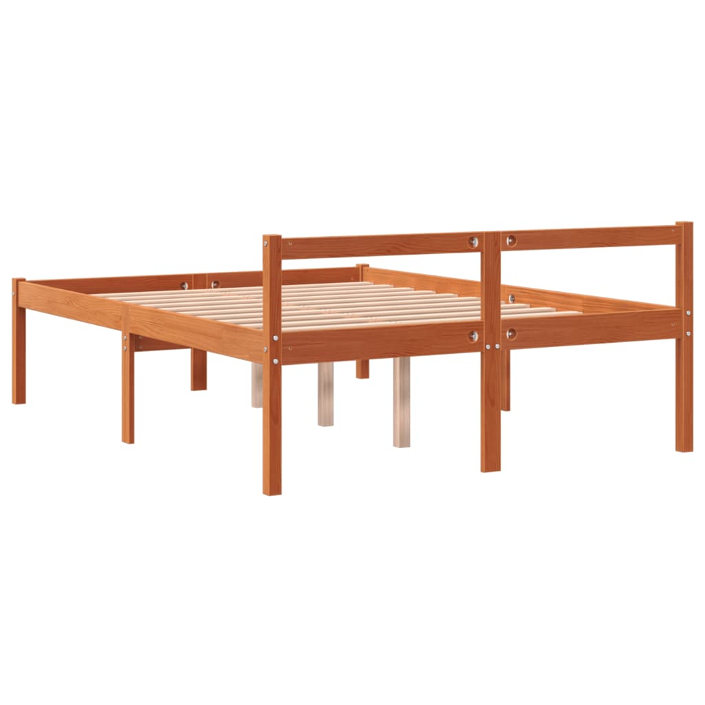 Seniorenbed 135x190 cm massief grenenhout wasbruin – afbeelding 6