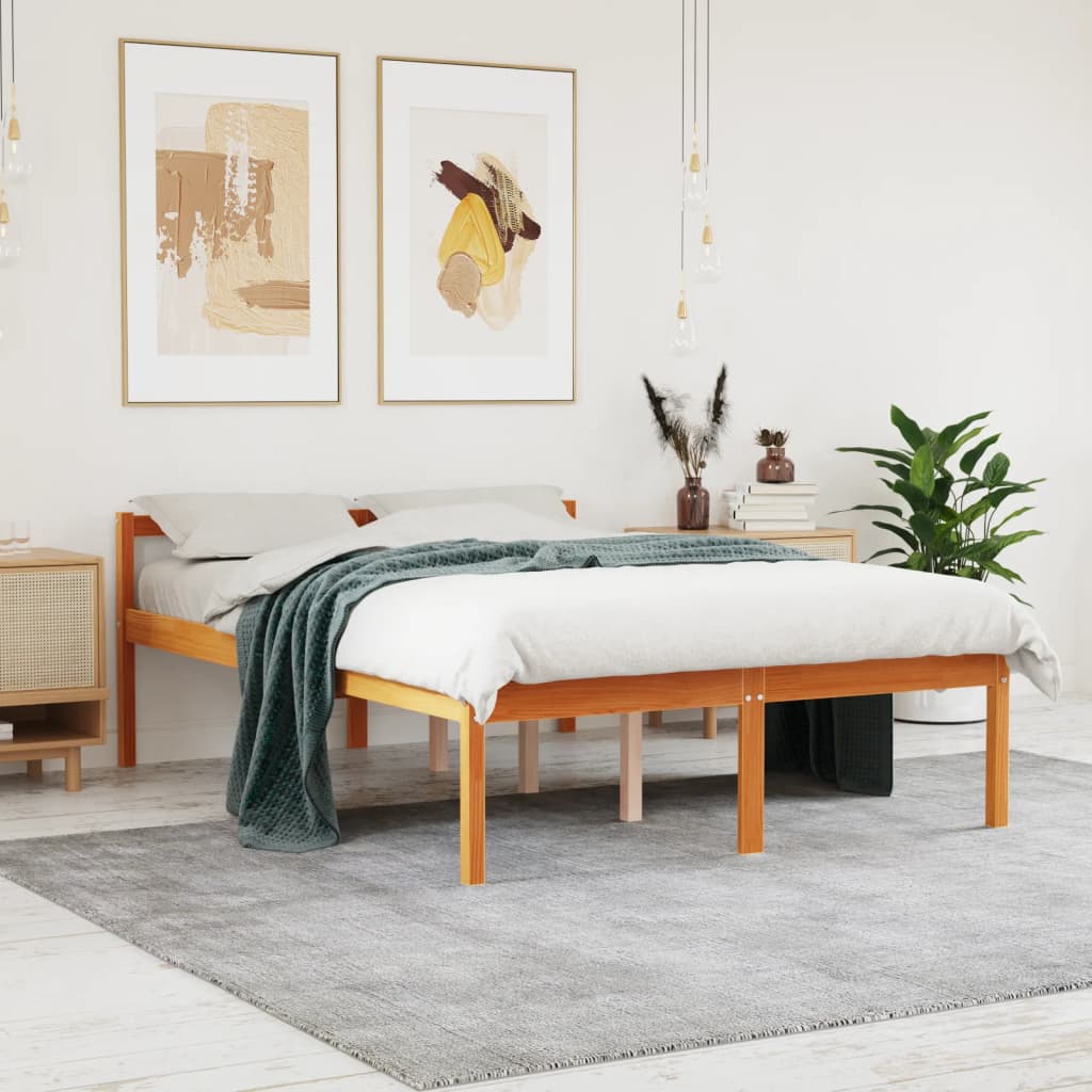 Seniorenbed massief grenenhout wasbruin 140x190 cm – afbeelding 1