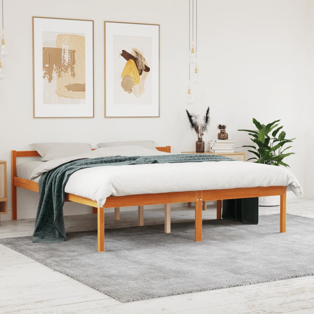 Seniorenbed massief grenenhout wasbruin 150x200 cm – afbeelding 1