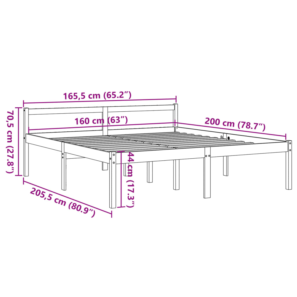 Seniorenbed massief grenenhout wasbruin 160x200 cm – afbeelding 9