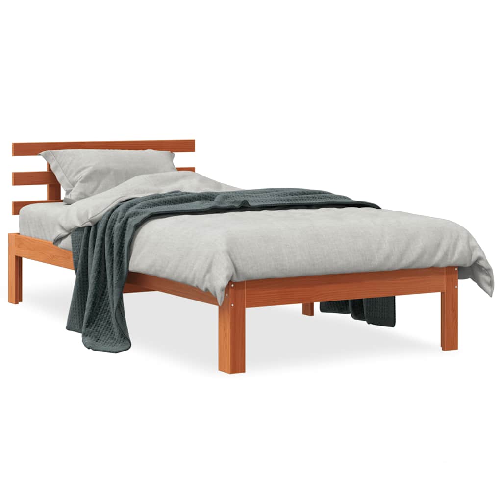 Bedframe zonder matras massief grenenhout wasbruin 100x200 cm – afbeelding 2
