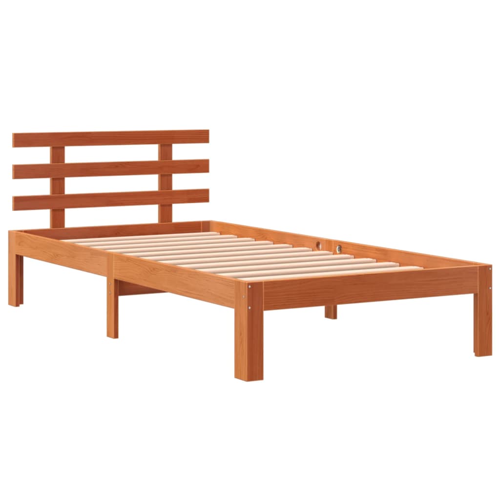 Bedframe zonder matras massief grenenhout wasbruin 100x200 cm – afbeelding 3