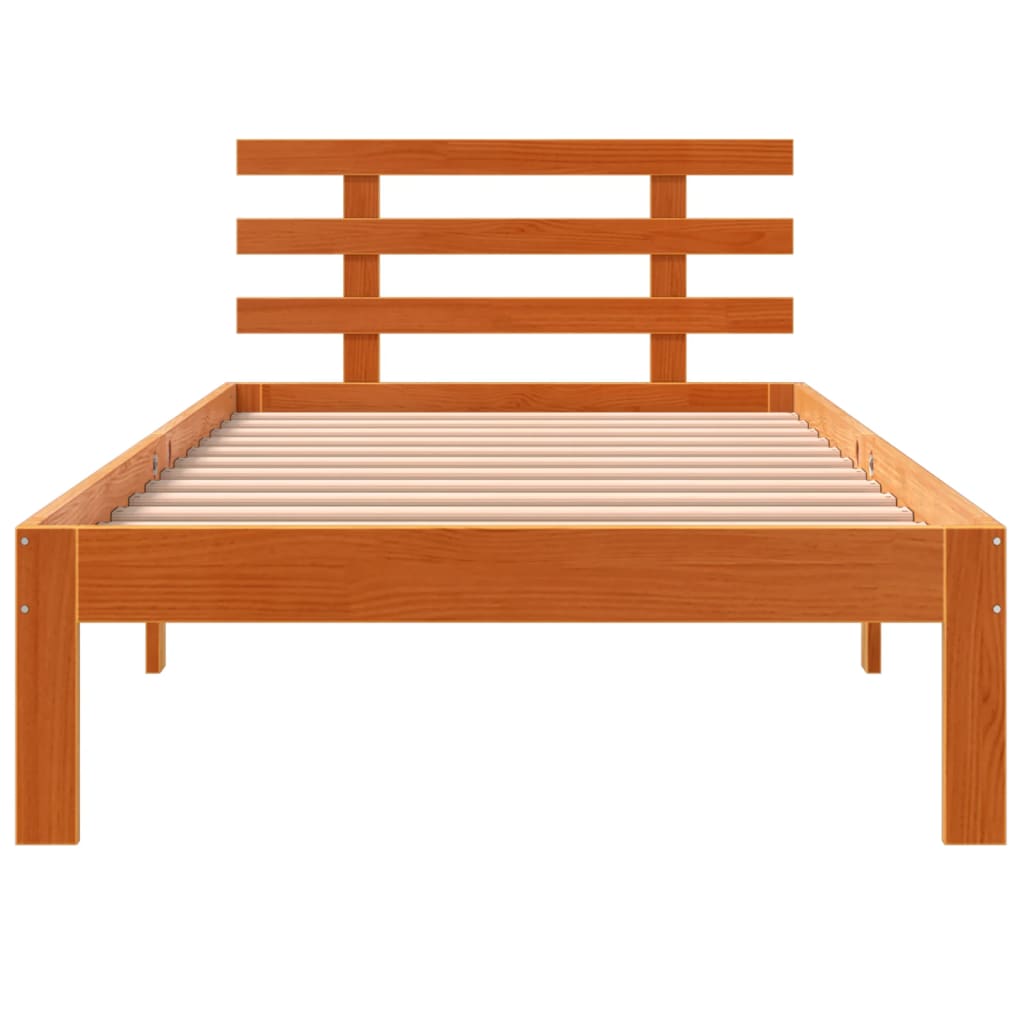 Bedframe zonder matras massief grenenhout wasbruin 100x200 cm – afbeelding 4