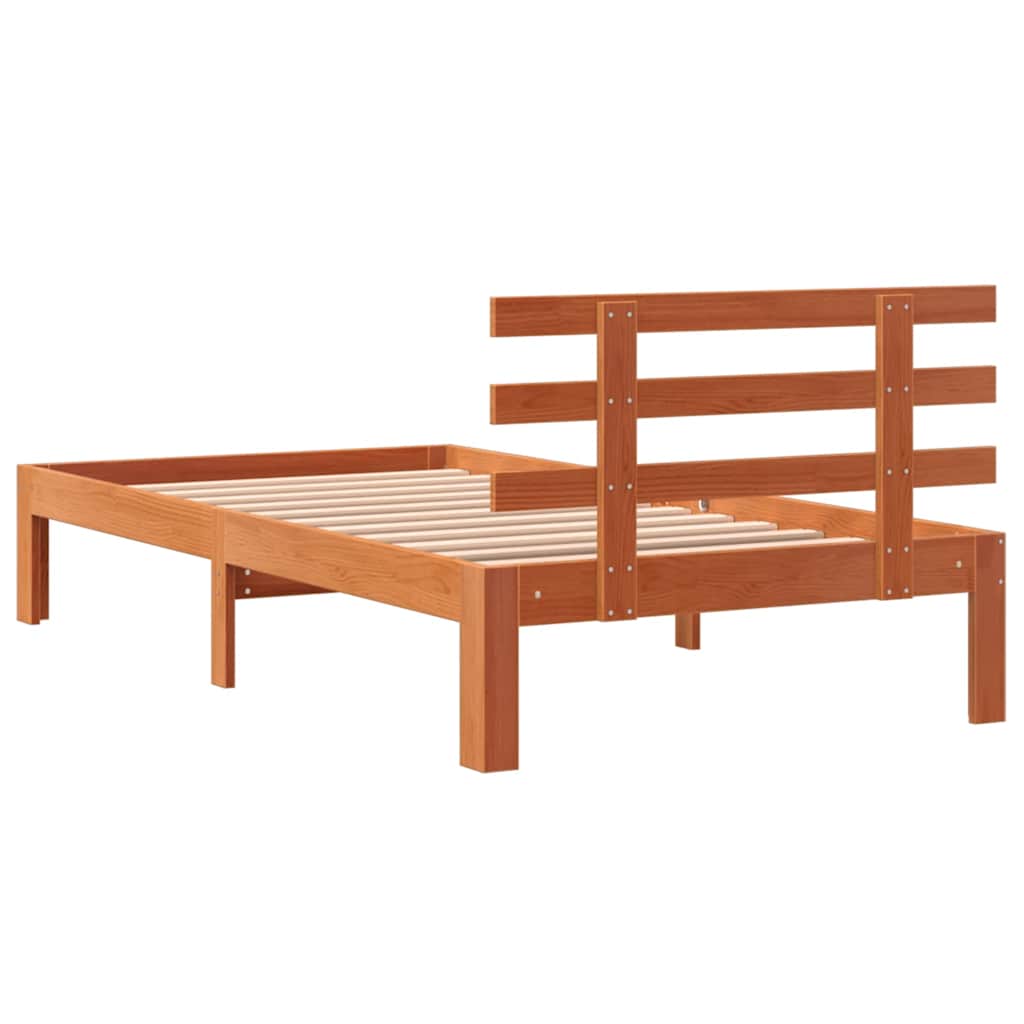 Bedframe zonder matras massief grenenhout wasbruin 100x200 cm – afbeelding 6