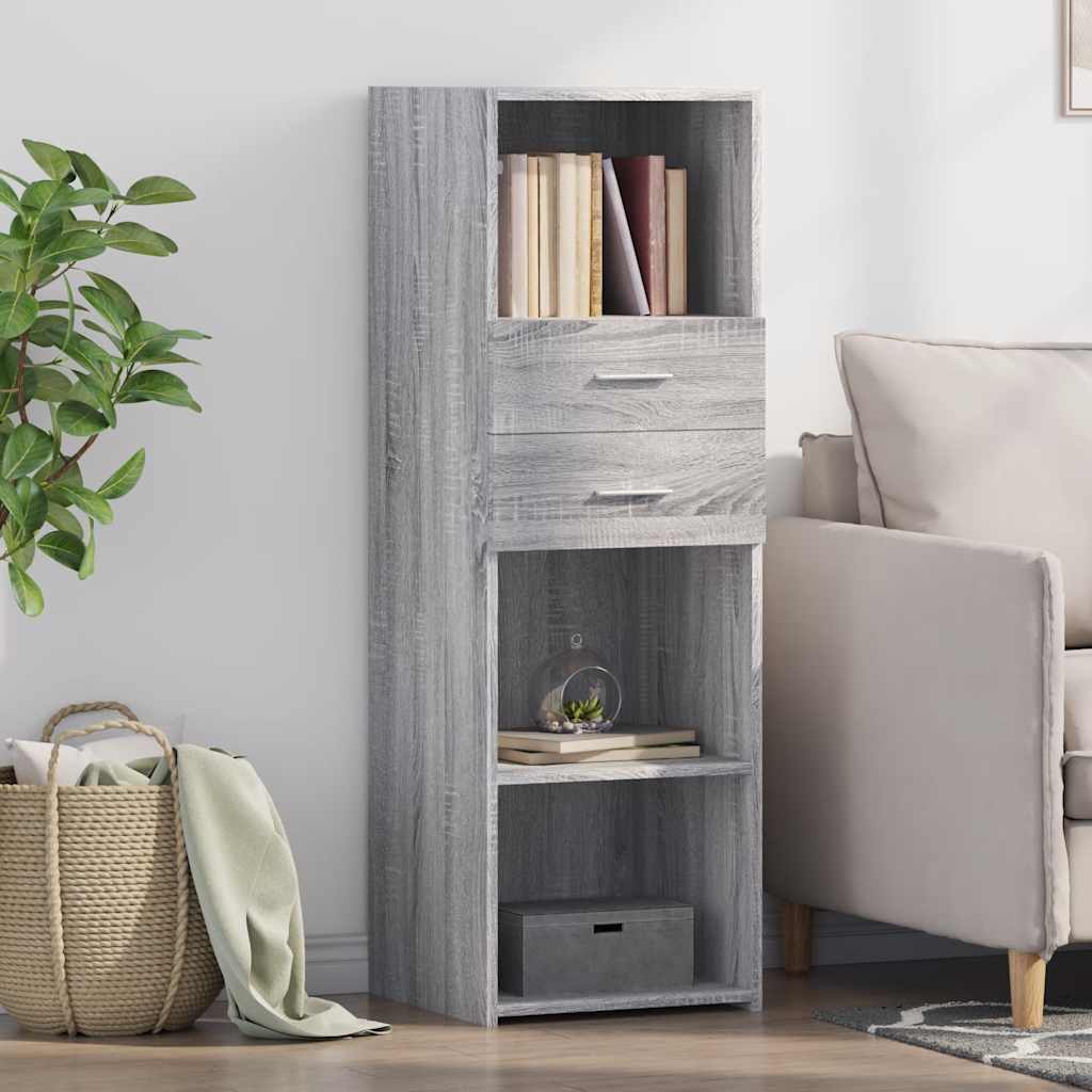 Hoge kast 40x42,5x124 cm bewerkt hout grijs sonoma eikenkleurig