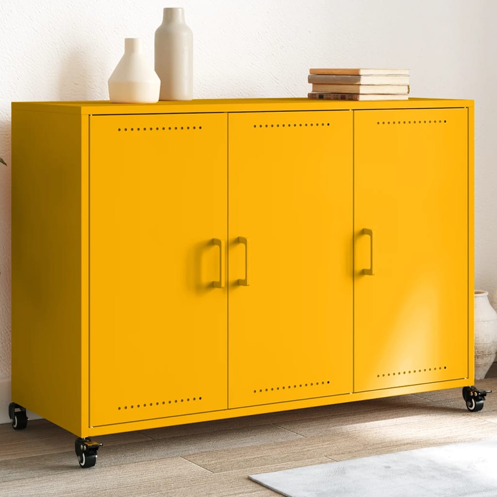 Dressoir 100,5x39x72 cm staal mosterdgeel