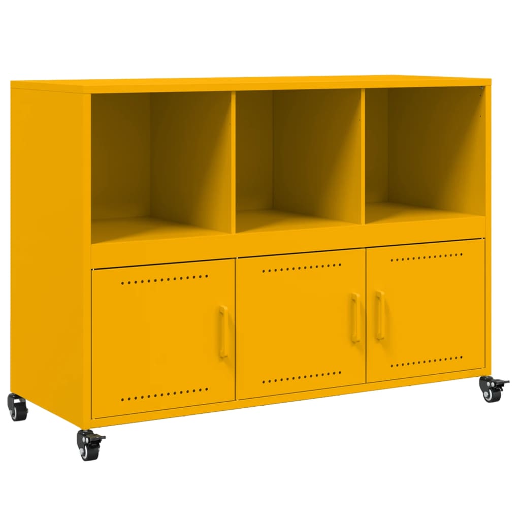 Dressoir 100,5x39x72 cm staal mosterdgeel – afbeelding 2