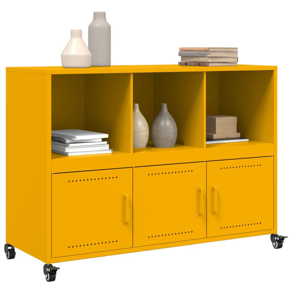 Dressoir 100,5x39x72 cm staal mosterdgeel – afbeelding 4