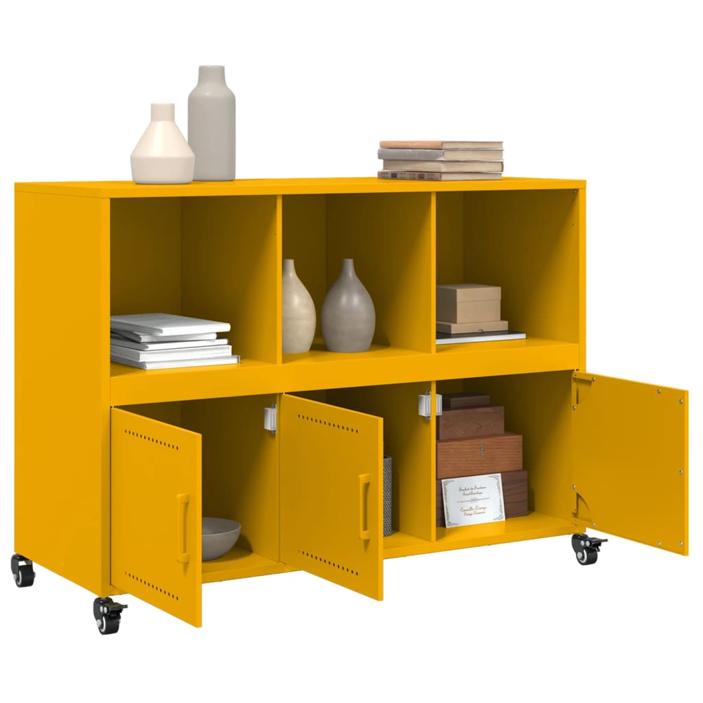 Dressoir 100,5x39x72 cm staal mosterdgeel – afbeelding 5