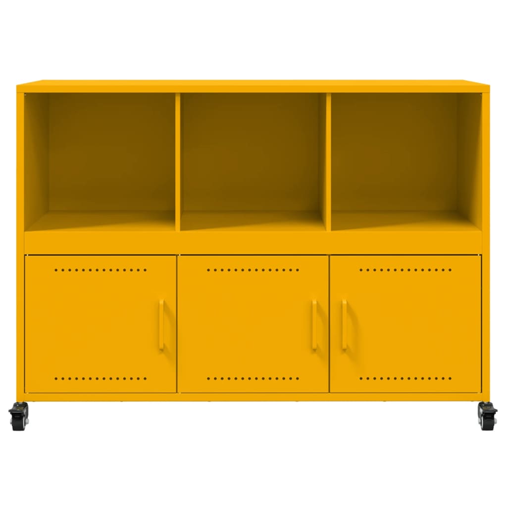 Dressoir 100,5x39x72 cm staal mosterdgeel – afbeelding 6