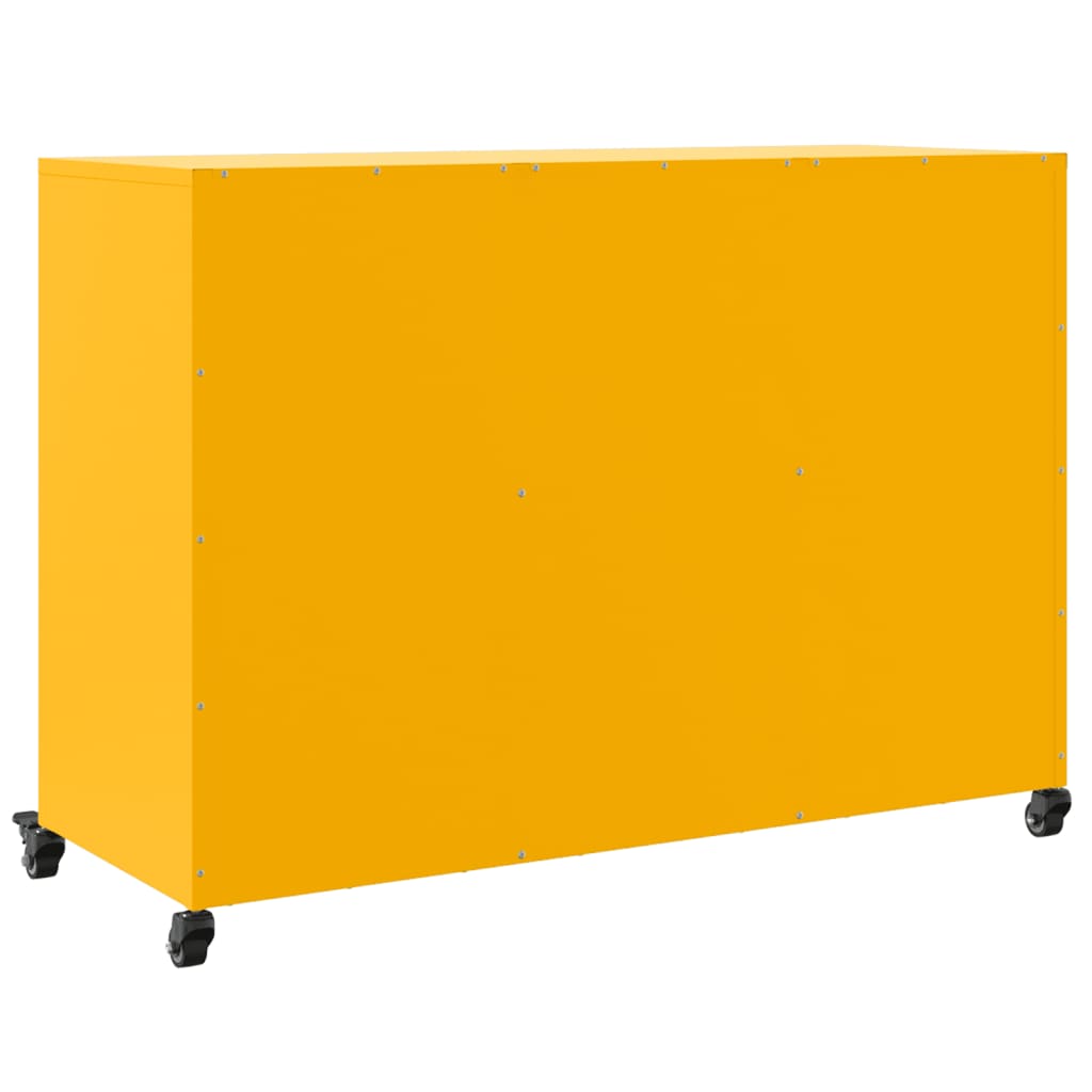 Dressoir 100,5x39x72 cm staal mosterdgeel – afbeelding 8