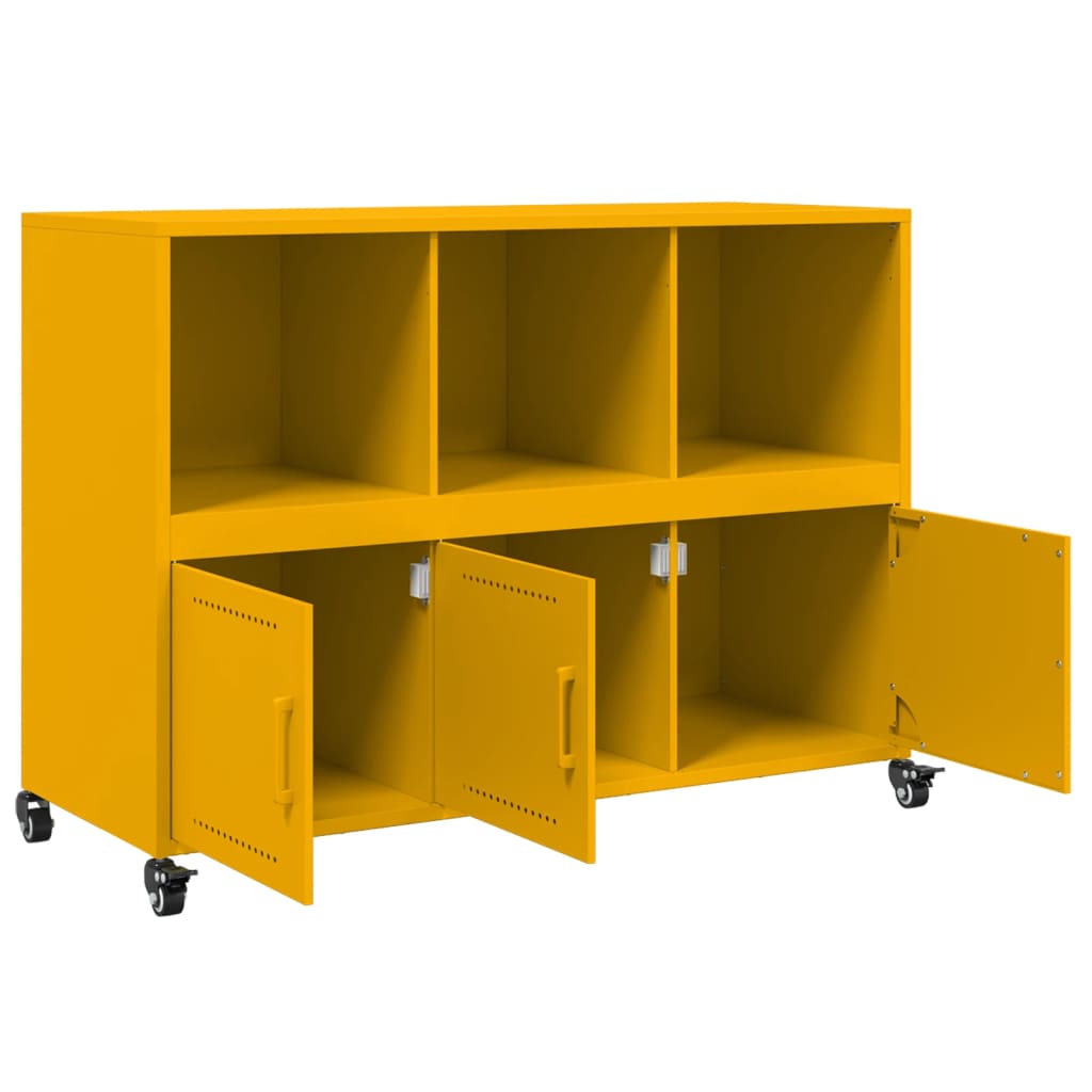 Dressoir 100,5x39x72 cm staal mosterdgeel – afbeelding 9