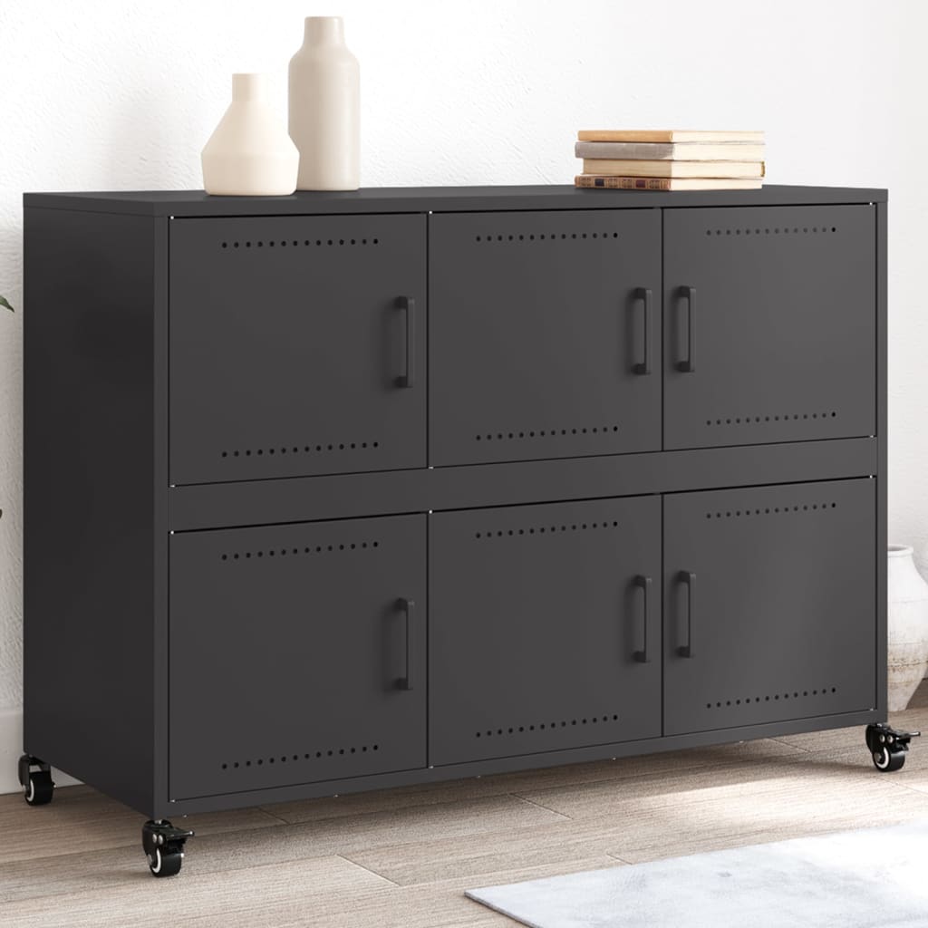 Dressoir 100,5x39x72 cm staal zwart