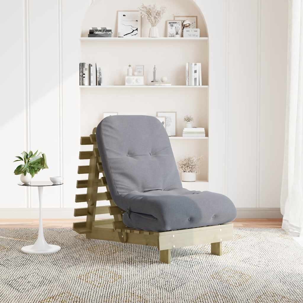 Futon slaapbank met matras 60x206x11 cm geïmpregneerd hout