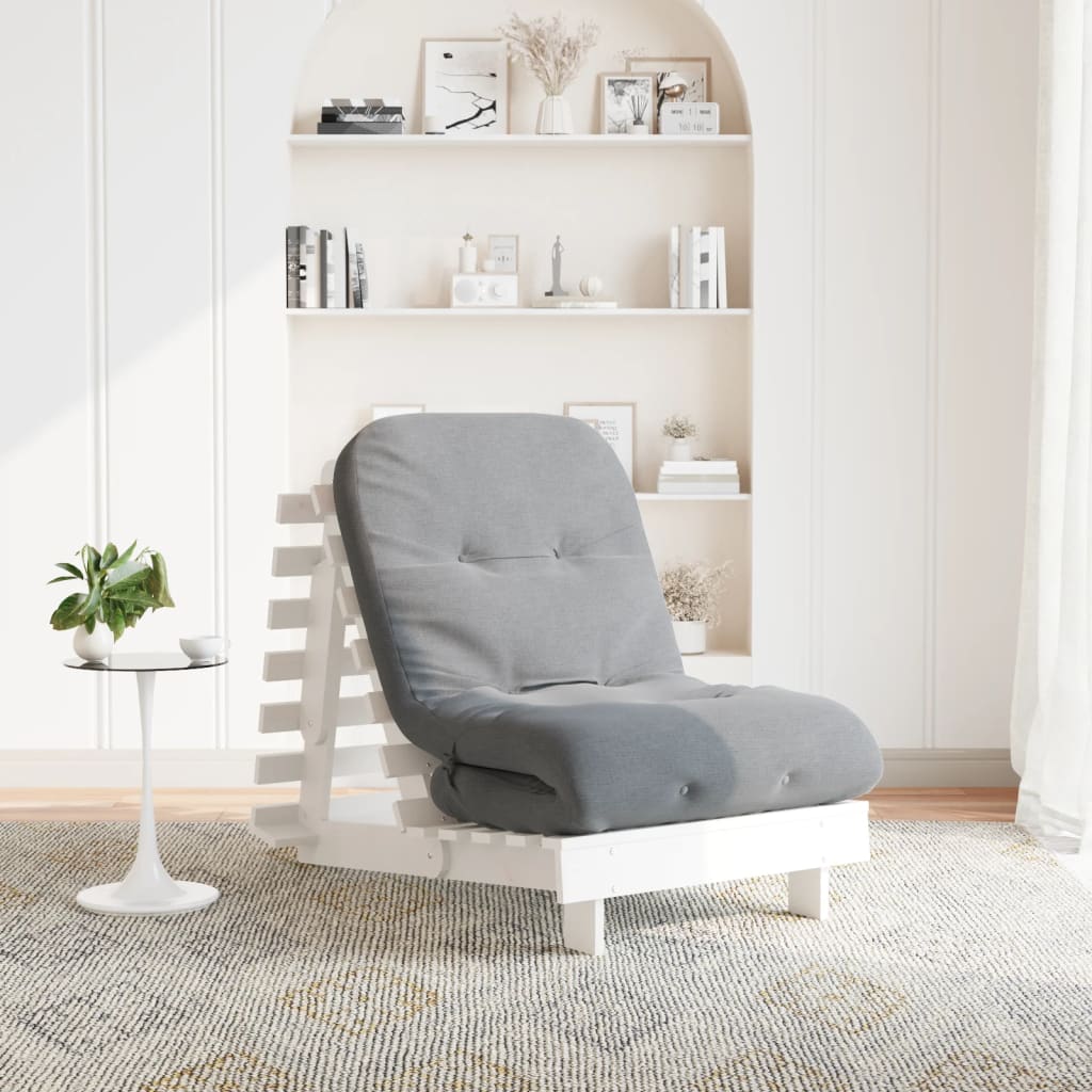 Futon slaapbank met matras 70x206x11 cm massief grenenhout wit