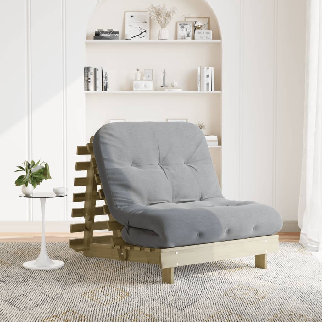 Futon slaapbank met matras 80x206x11 cm geïmpregneerd hout