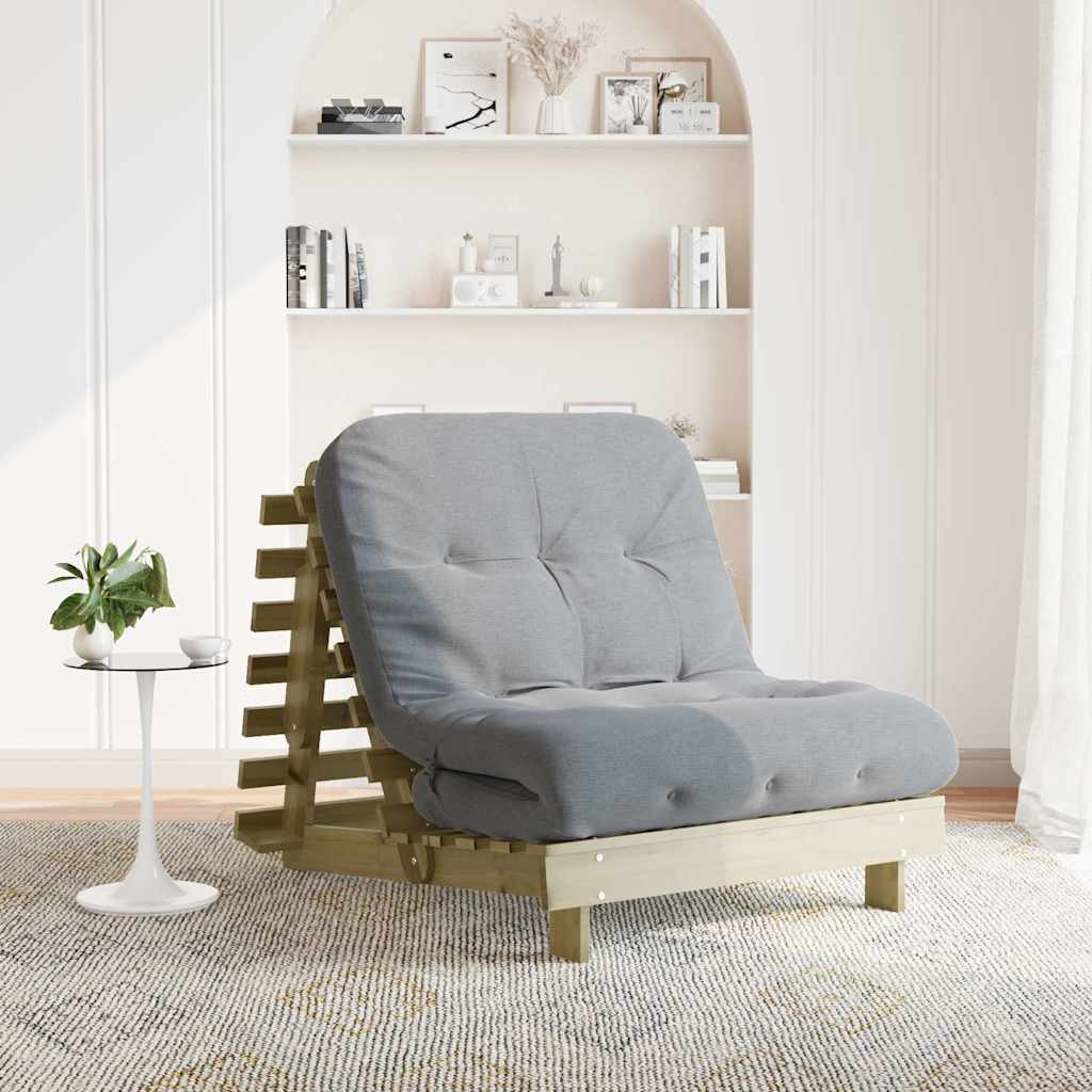 Futon slaapbank met matras 90x206x11 cm geïmpregneerd hout – afbeelding 1