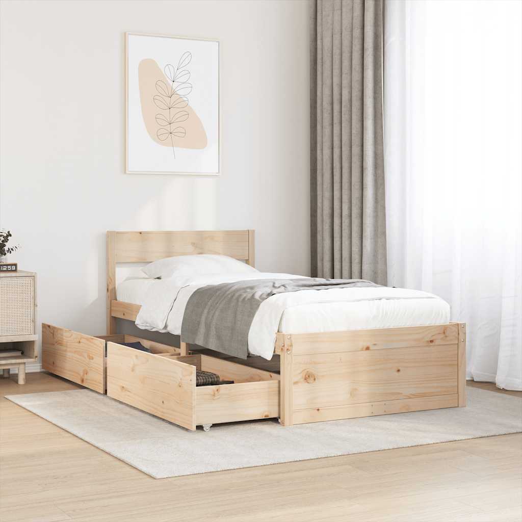Bedframe zonder matras massief grenenhout 75x190 cm – afbeelding 1