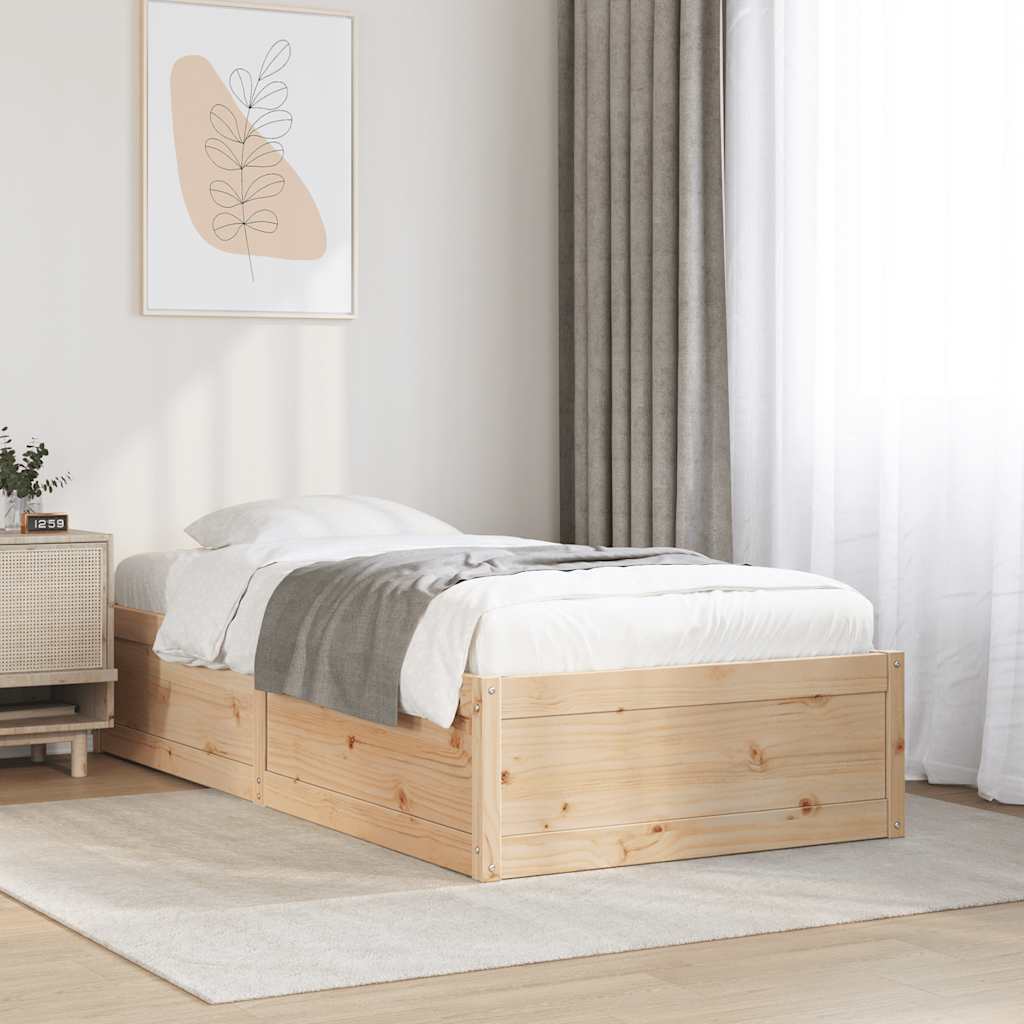 Bedframe zonder matras massief grenenhout 75x190 cm – afbeelding 1