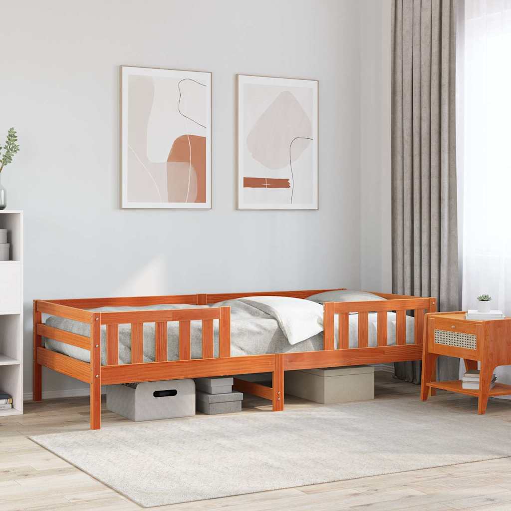 Bedframe zonder matras massief grenenhout wasbruin 100x200 cm – afbeelding 1