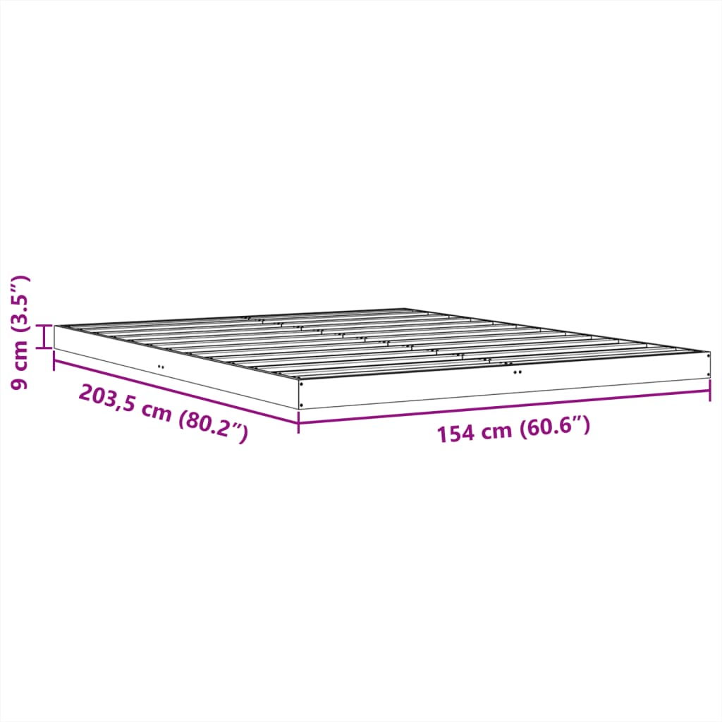 Bedframe massief grenenhout wasbruin 150x200 cm – afbeelding 10