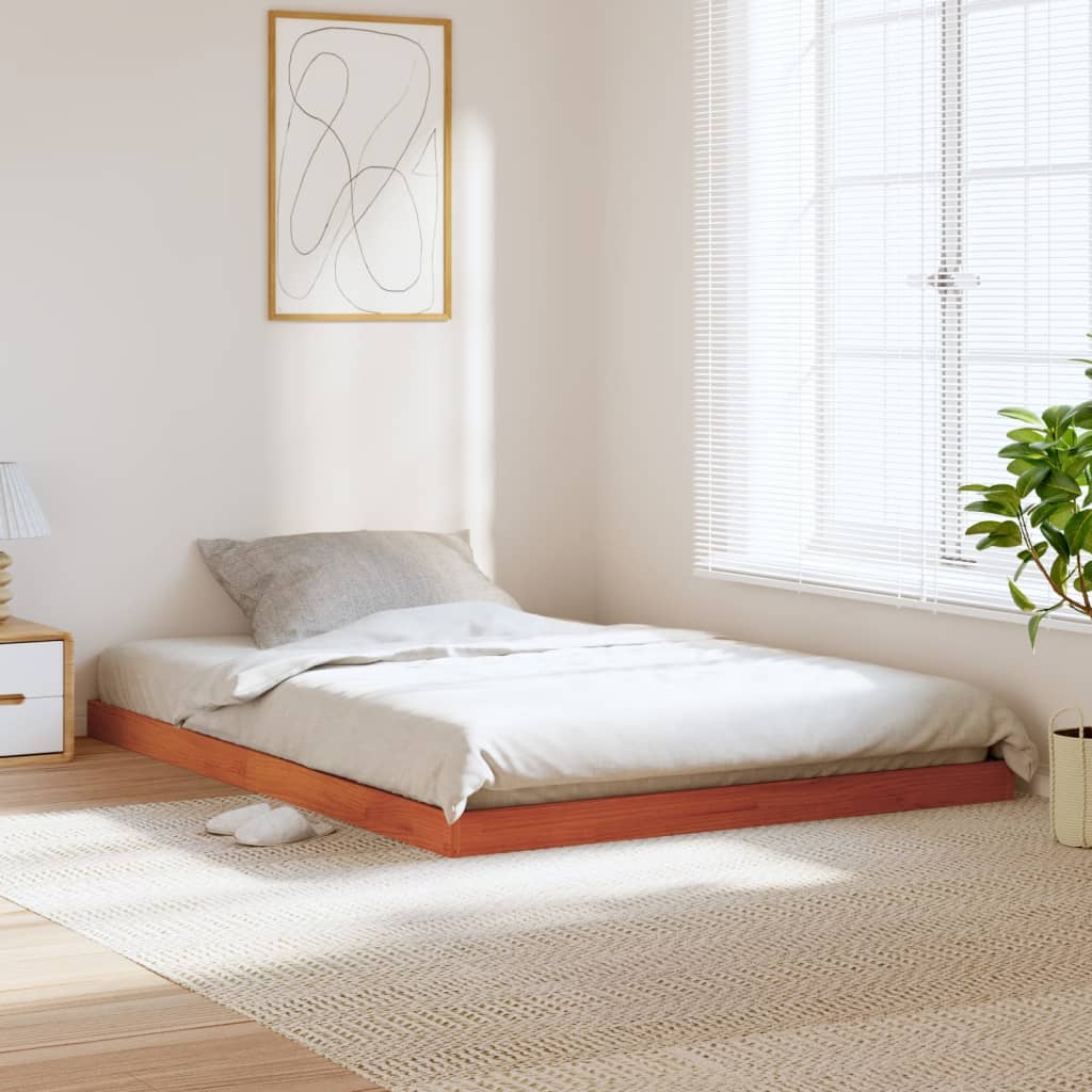Bedframe massief grenenhout wasbruin 135x190 cm – afbeelding 1