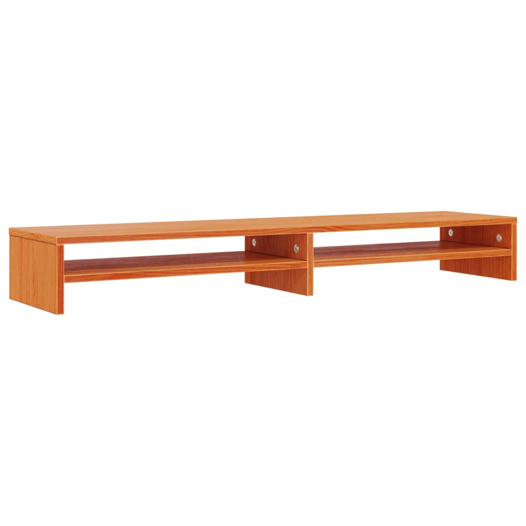 Monitorstandaard 100x24x13 cm massief grenenhout wasbruin – afbeelding 2