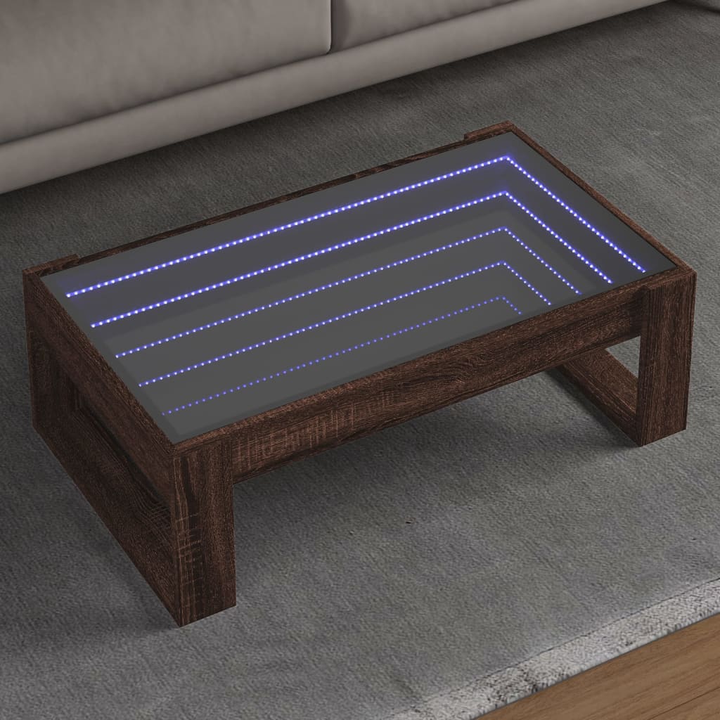 Salontafel met Infinity LED 90x53x30 cm bruin eikenkleurig – afbeelding 1