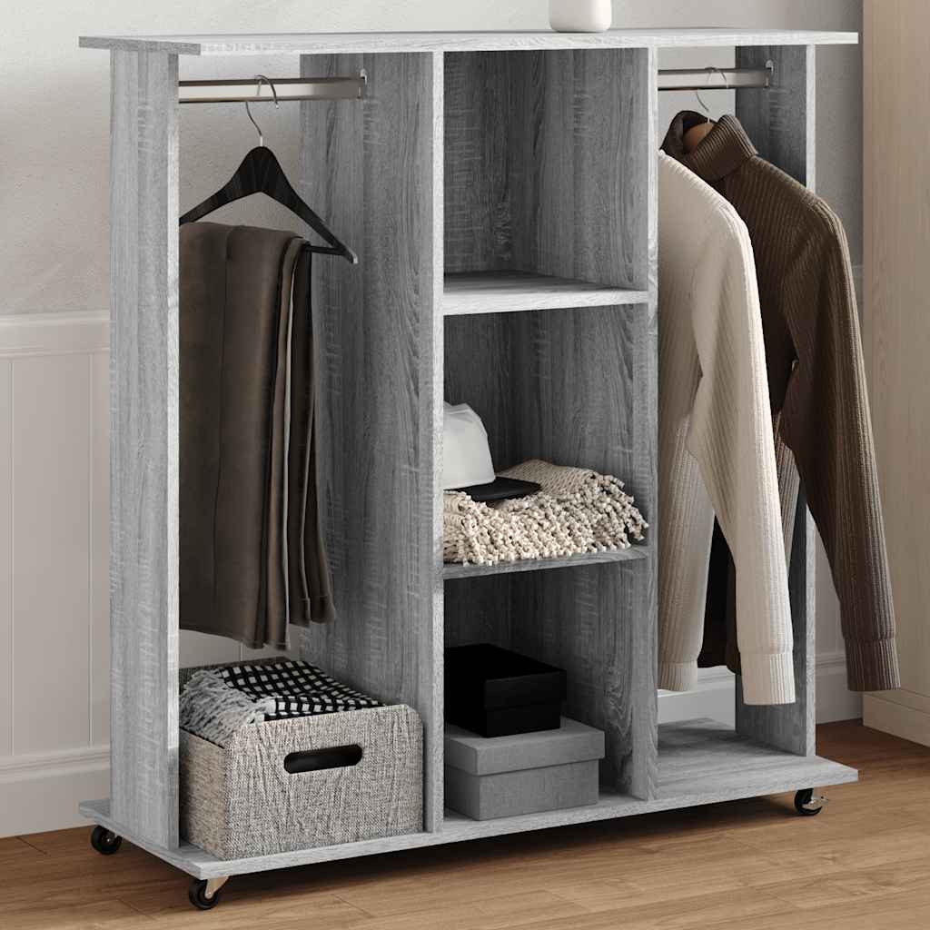Kledingkast met wielen 102x38x110 cm hout grijs sonoma eiken – afbeelding 1