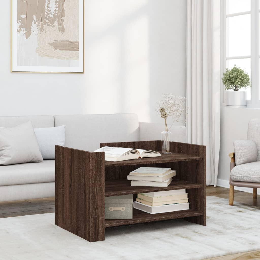 Salontafel 80x50x50 cm bewerkt hout bruin eikenkleur – afbeelding 1