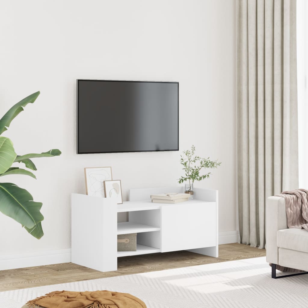 Tv-meubel 80x35x40 cm bewerkt hout wit – afbeelding 1