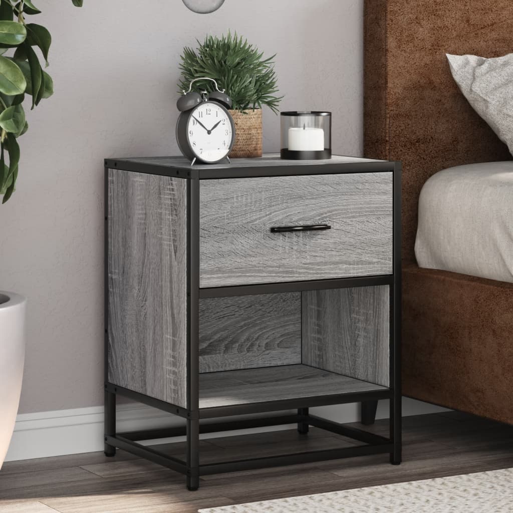 Nachtkastjes 2 st 40x31x50 cm bewerkt hout grijs sonoma eiken – afbeelding 1
