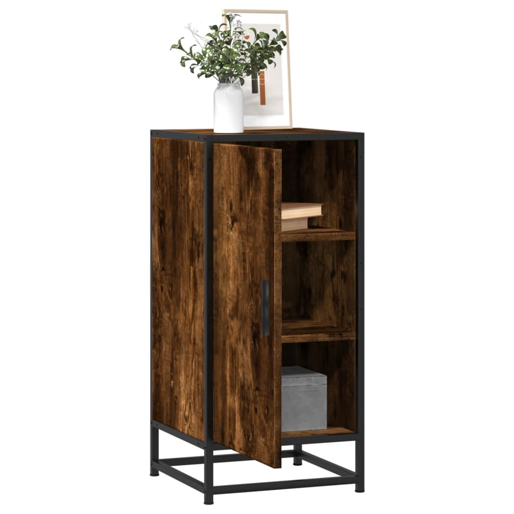 Dressoir 35,5x35x76 cm bewerkt hout en metaal gerookt eiken – afbeelding 1