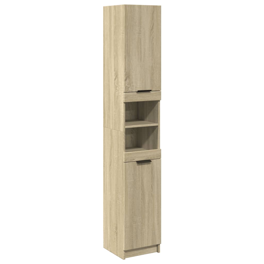 Badkamerkast 32x34x188,5 cm bewerkt hout sonoma eikenkleurig – afbeelding 2