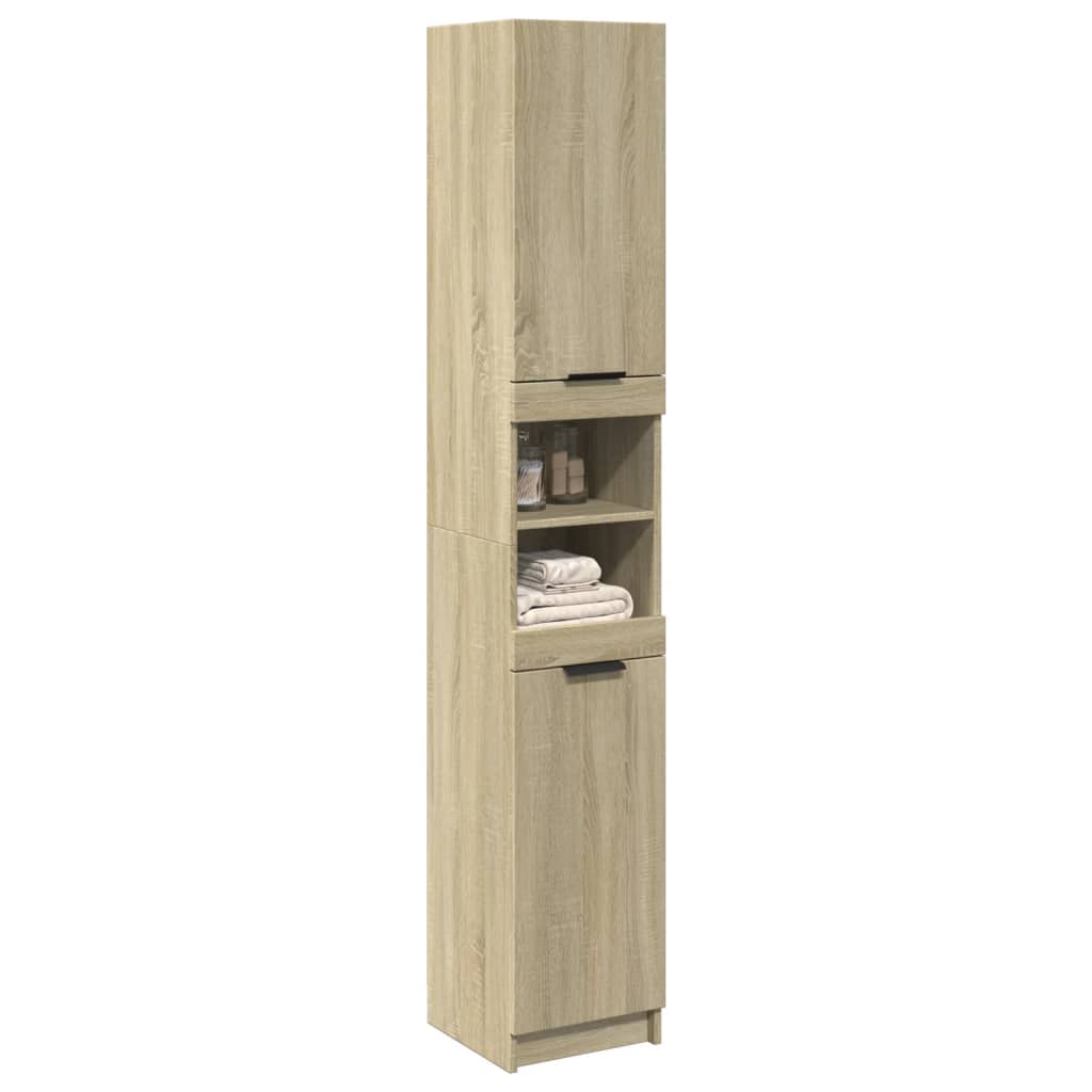 Badkamerkast 32x34x188,5 cm bewerkt hout sonoma eikenkleurig – afbeelding 3