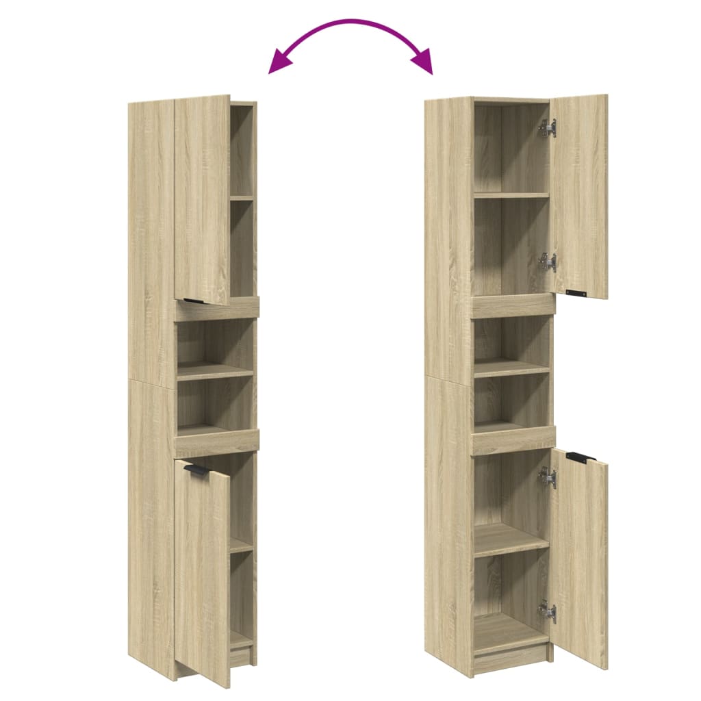 Badkamerkast 32x34x188,5 cm bewerkt hout sonoma eikenkleurig – afbeelding 7