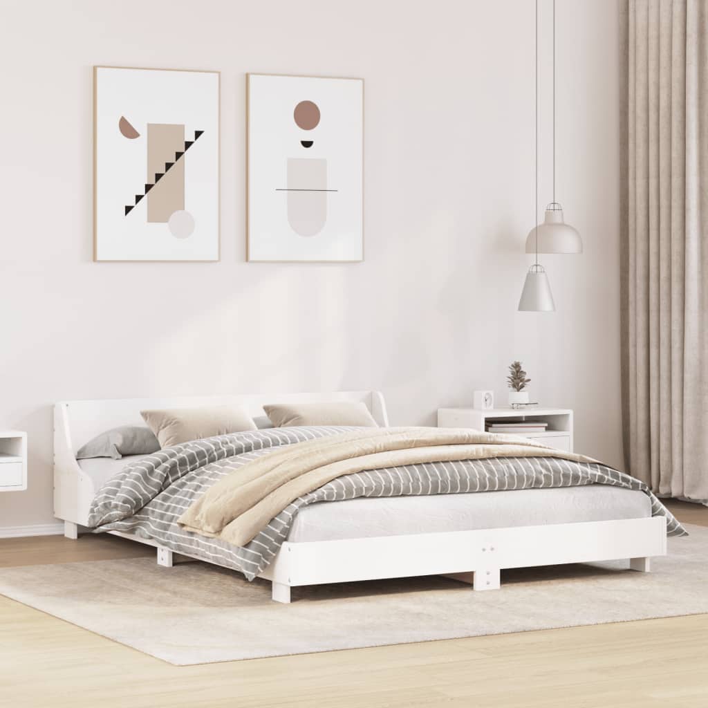 Bedframe zonder matras massief grenenhout wit 120x200 cm – afbeelding 1