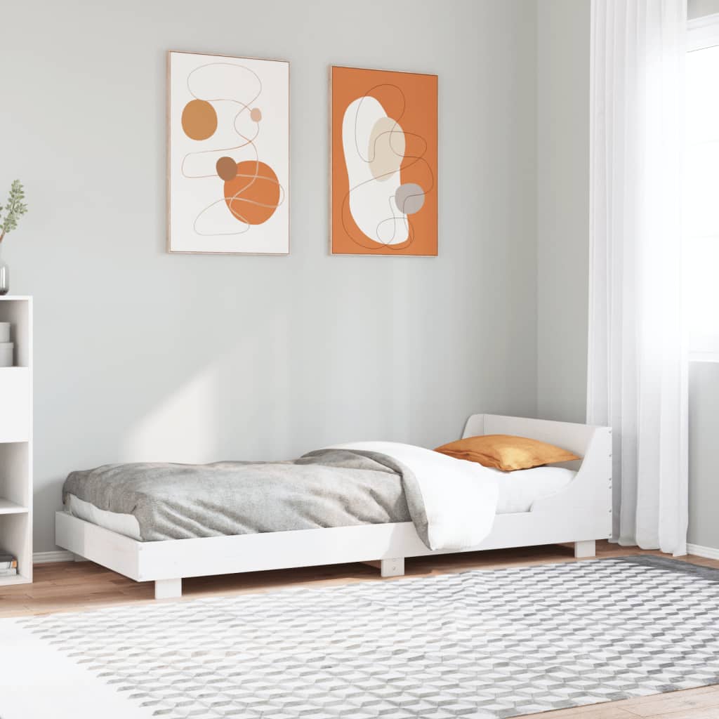 Bedframe zonder matras massief grenenhout wit 90x200 cm – afbeelding 1