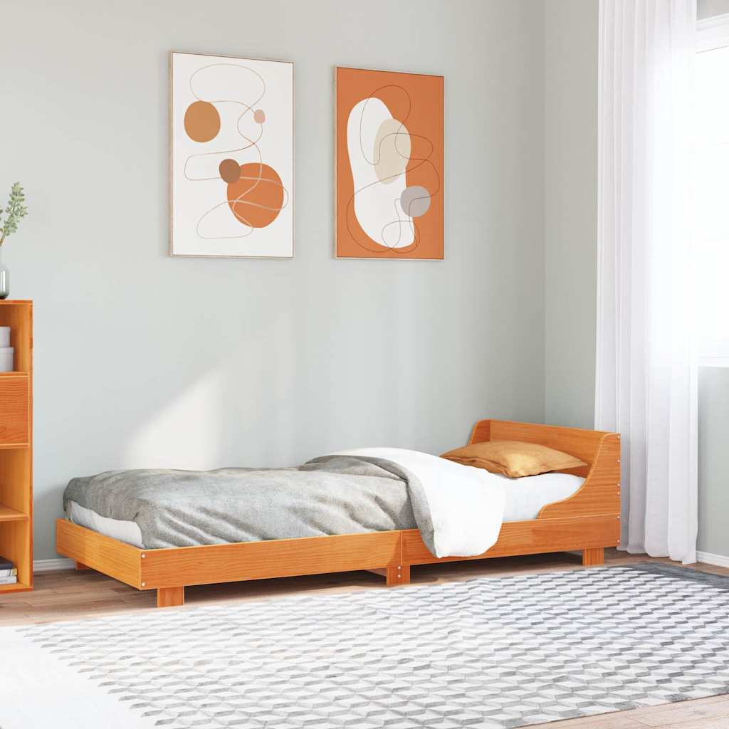 Bedframe zonder matras massief grenenhout wasbruin 90x190 cm – afbeelding 1