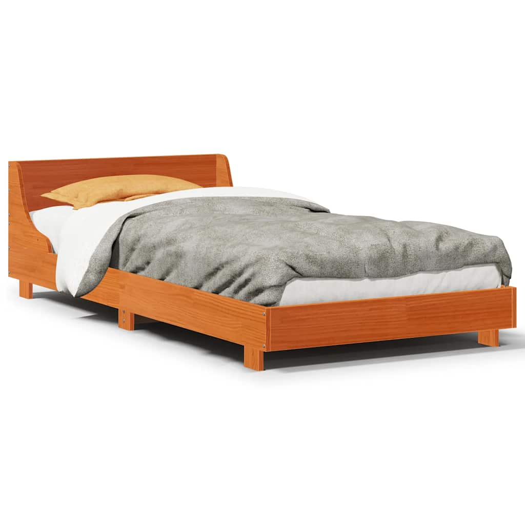Bedframe zonder matras massief grenenhout wasbruin 90x190 cm – afbeelding 2